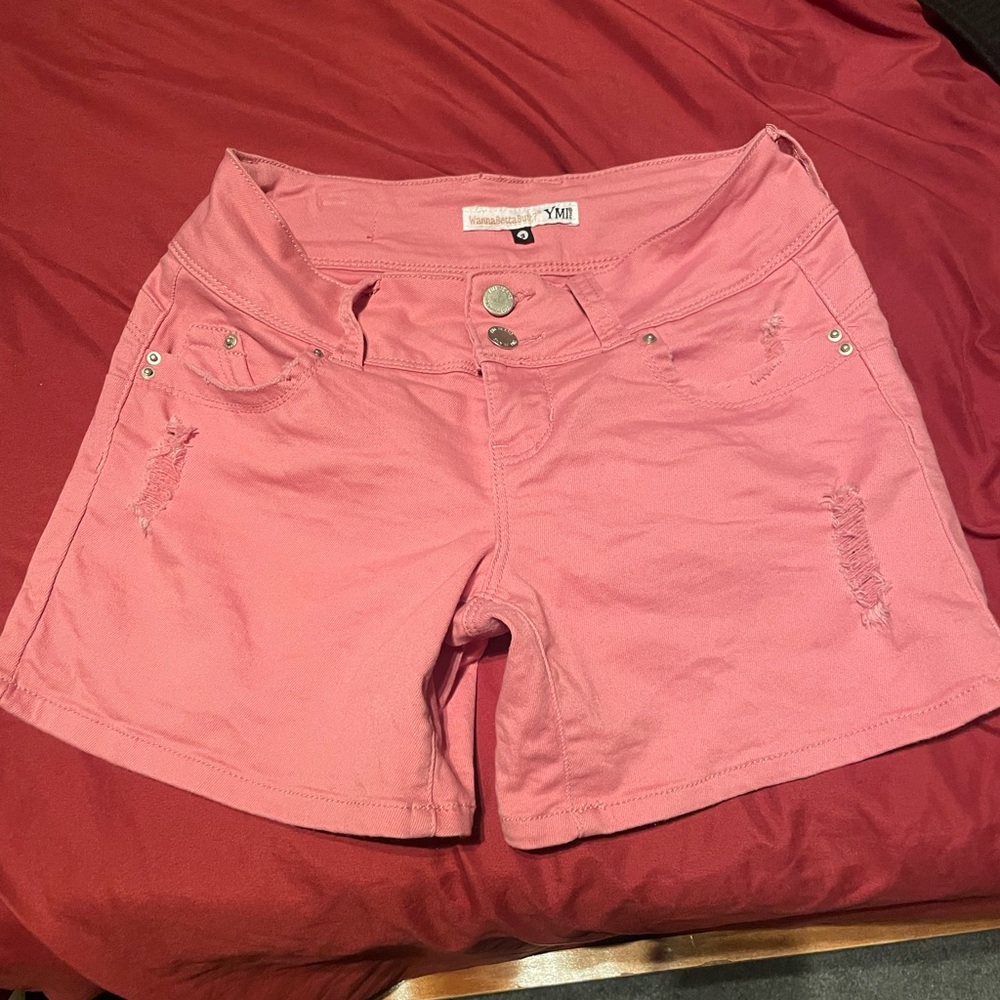 womens pink ymi jean shorts size 3
